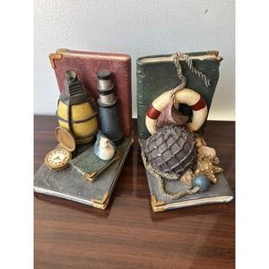 Heritage Mint Nautical Bookends Resin Maritime Lantern Telescope Starfish Decor